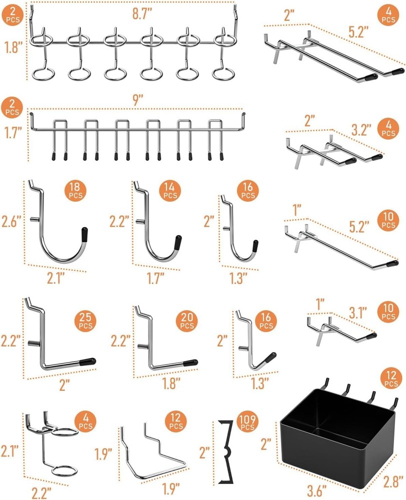 Versatile 278PCS Pegboard Hook Assortment for Garage & Workspace Organization