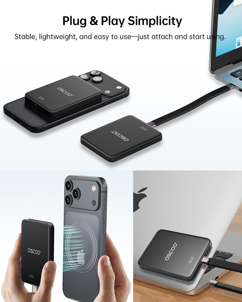 1TB Magnetic Portable SSD, Up to 2000MB/s – External Solid State Drive Compat...