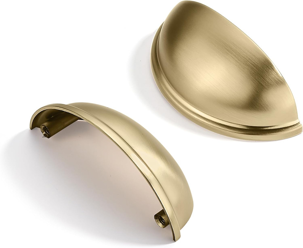 10 Pack 2-1/2" Drawer Pulls Brushed Brass Cabinet Cup Pulls Kitchen Hardware Cab