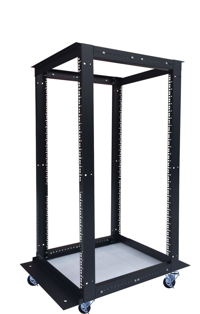 18U 4 Post Open Frame 19" Network Server Rack on Caters Adjustable Depth 24"-37"