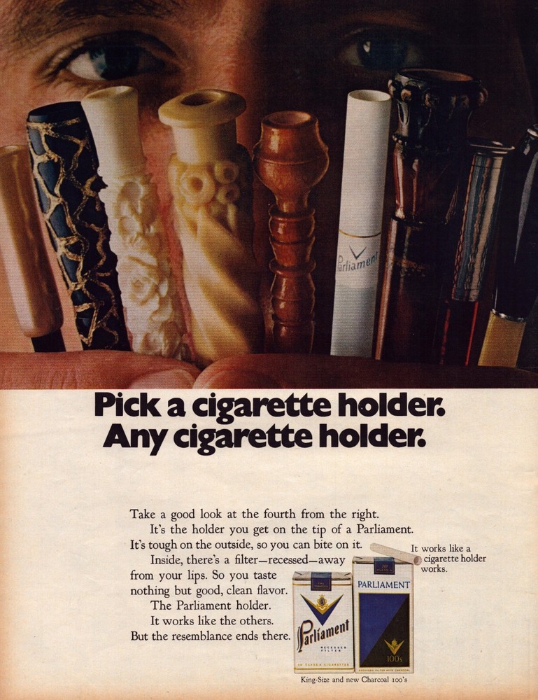 1971 Parliament Cigarettes Print Ad Tip Holder