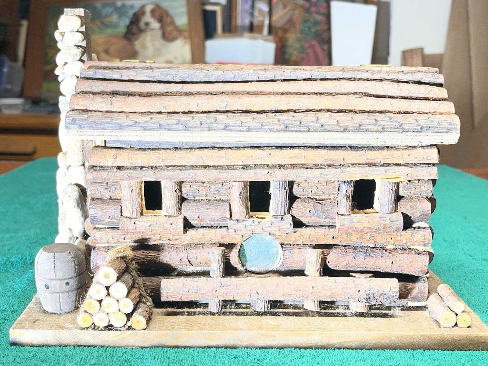 Vintage Log Cabin Wooden Birdhouse TV Lamp - SHIPS FREE