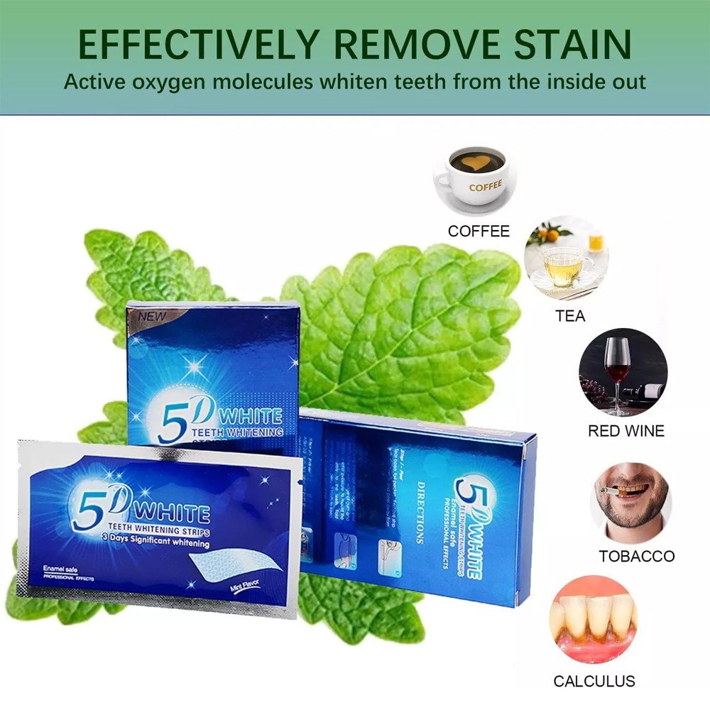 5D Teeth Whitening Strips Tooth Rapid Bleaching White Strips Teeth White AEI