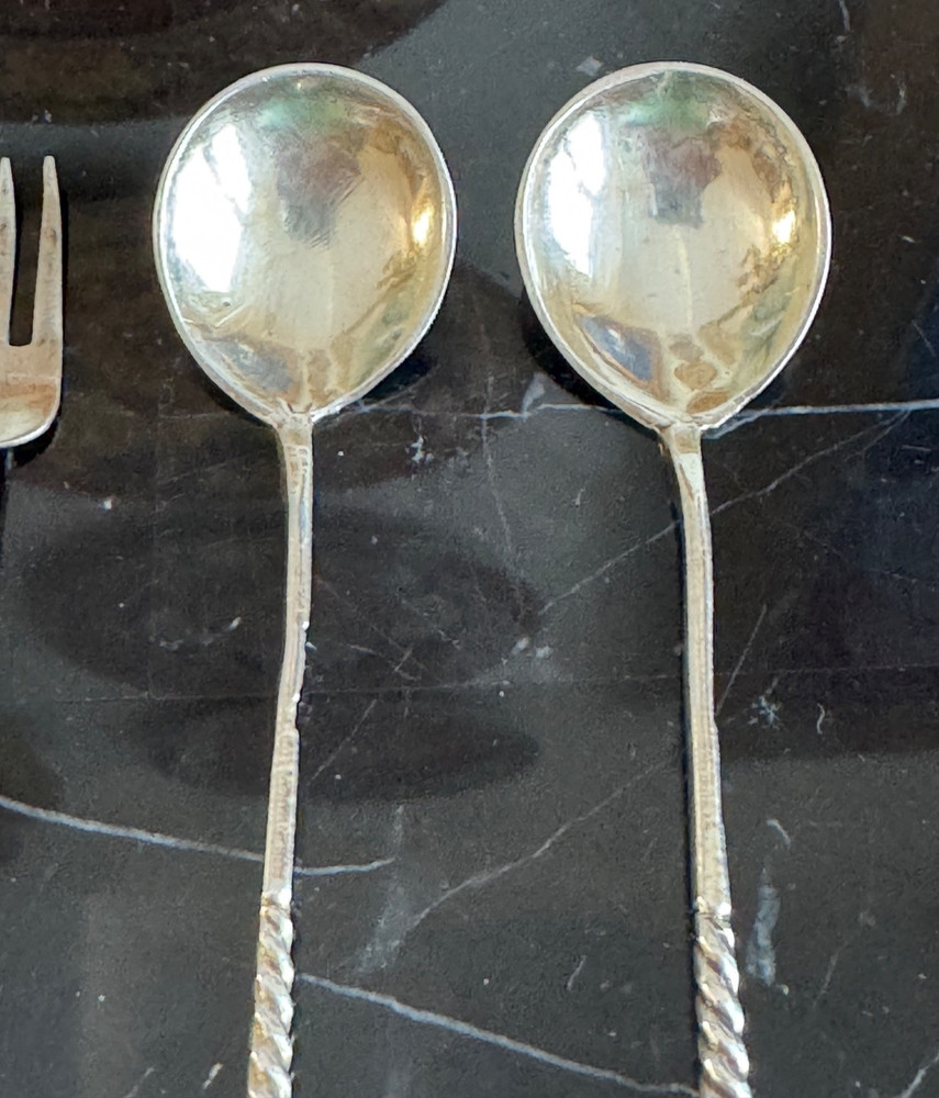 Old Russian Silver Spoons and Small Fork 29 Grams