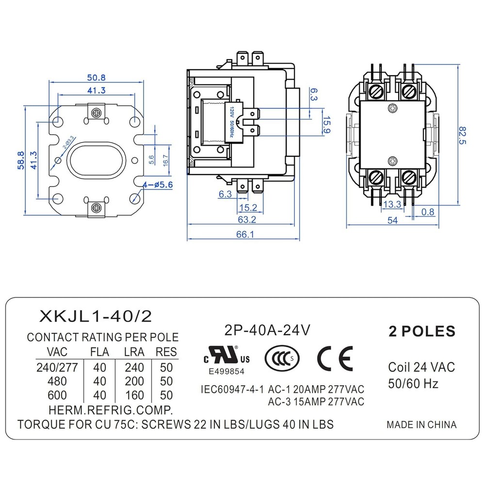 Certified HVAC 2 Pole Contactor (4 Pcs)