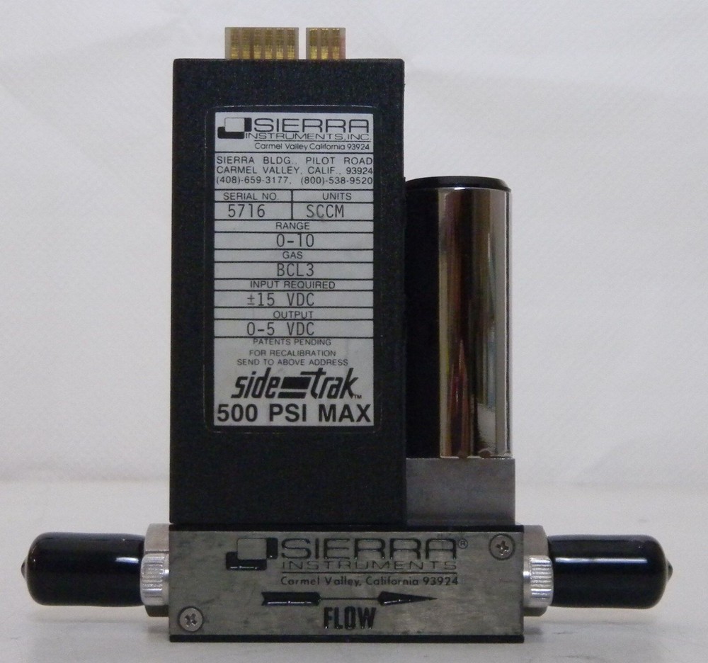 Sierra Instruments Sidetrak Mass Flow Controller, BCL3, 1-10 sccm, Used