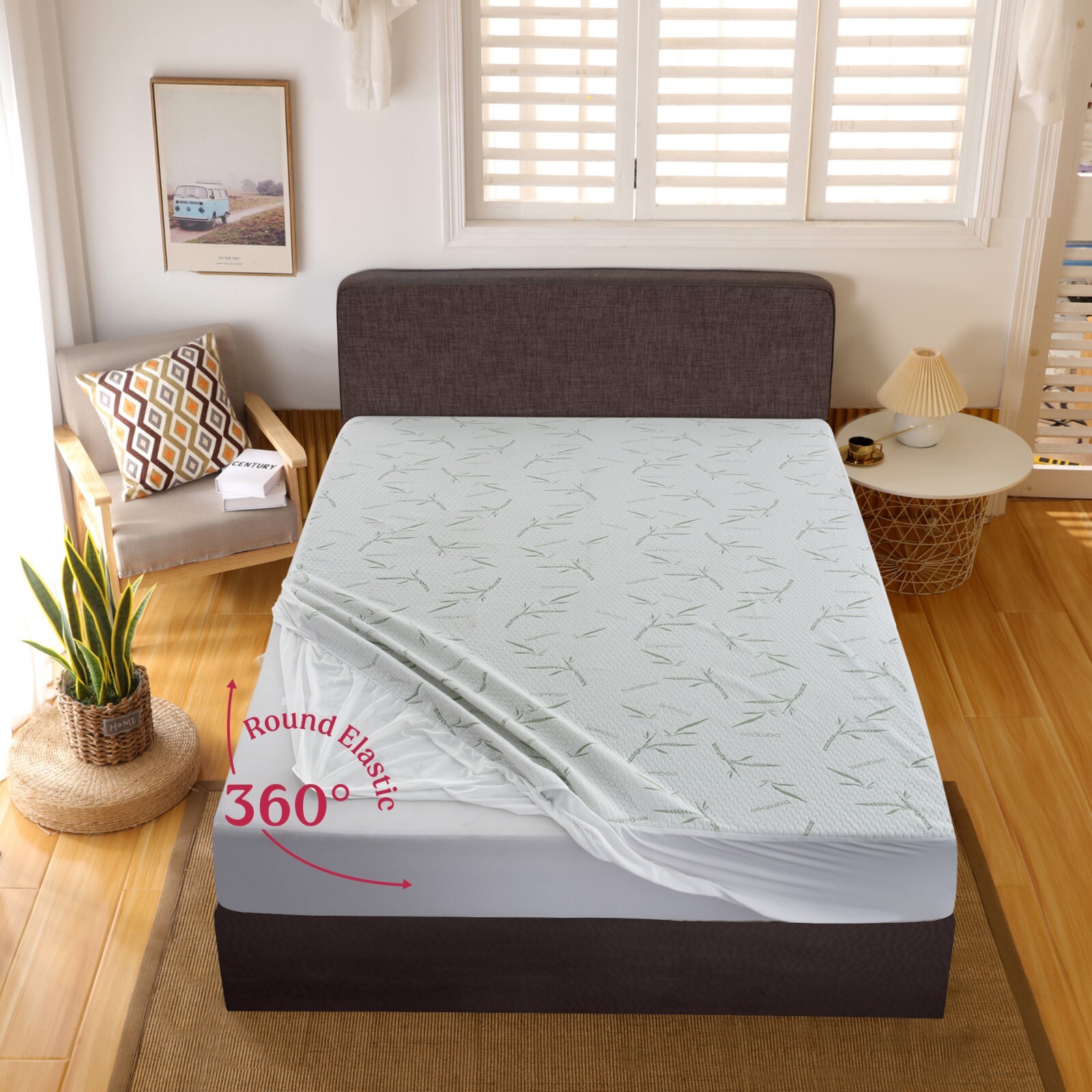 Bamboo Mattress Protector Deep Pocket Waterproof Breathable Fitted Bed Cover