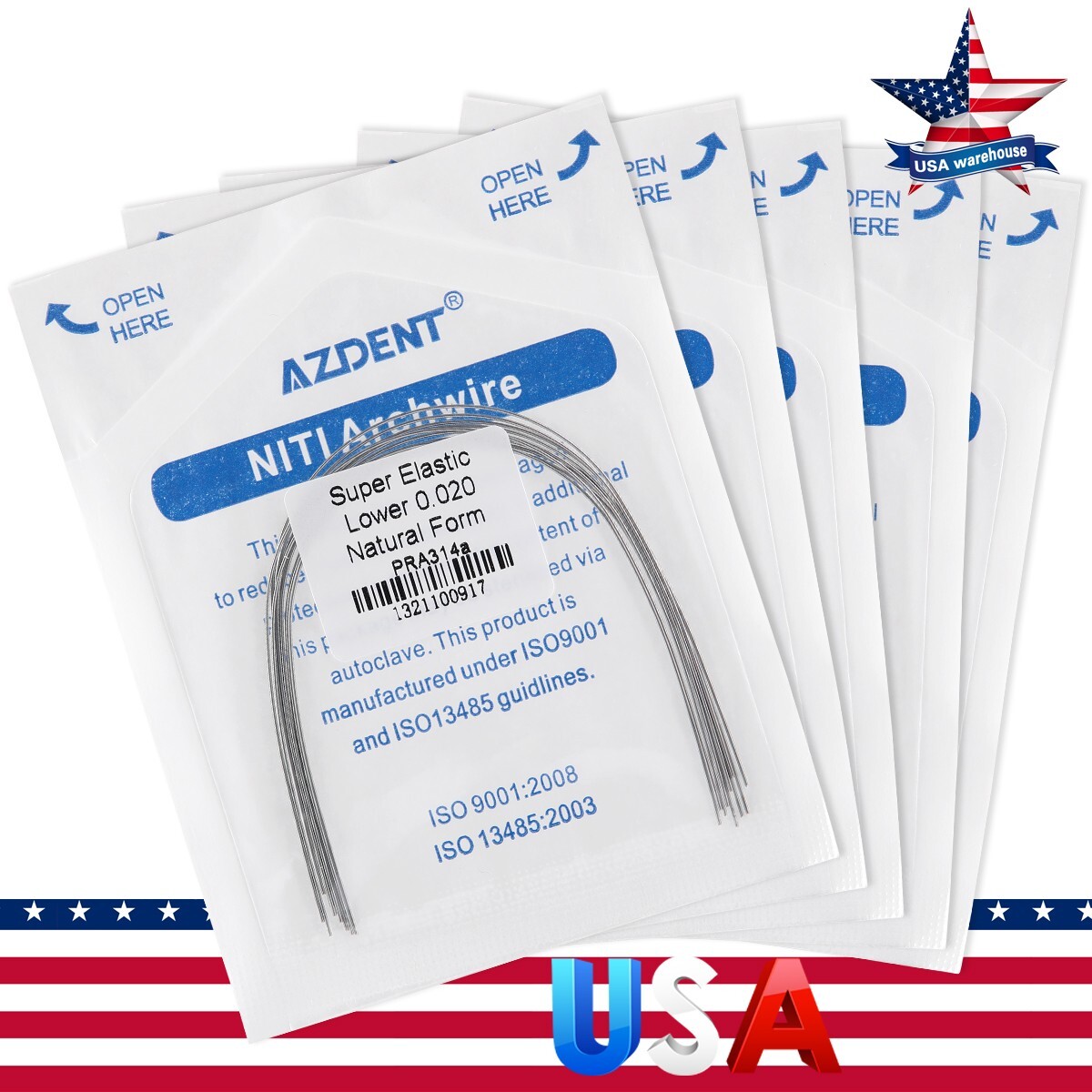 AZDENT Dental Orthodontic Arch Wire Super Elastic NiTi Ovoid Round Rectangular