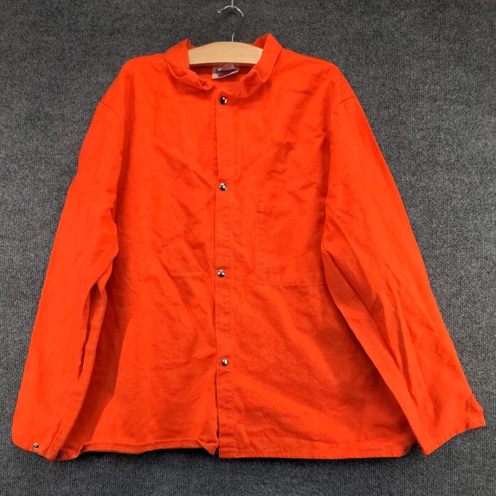 Unbranded Men's Flame Resistant Jacket Orange XL Snap Button Workwear