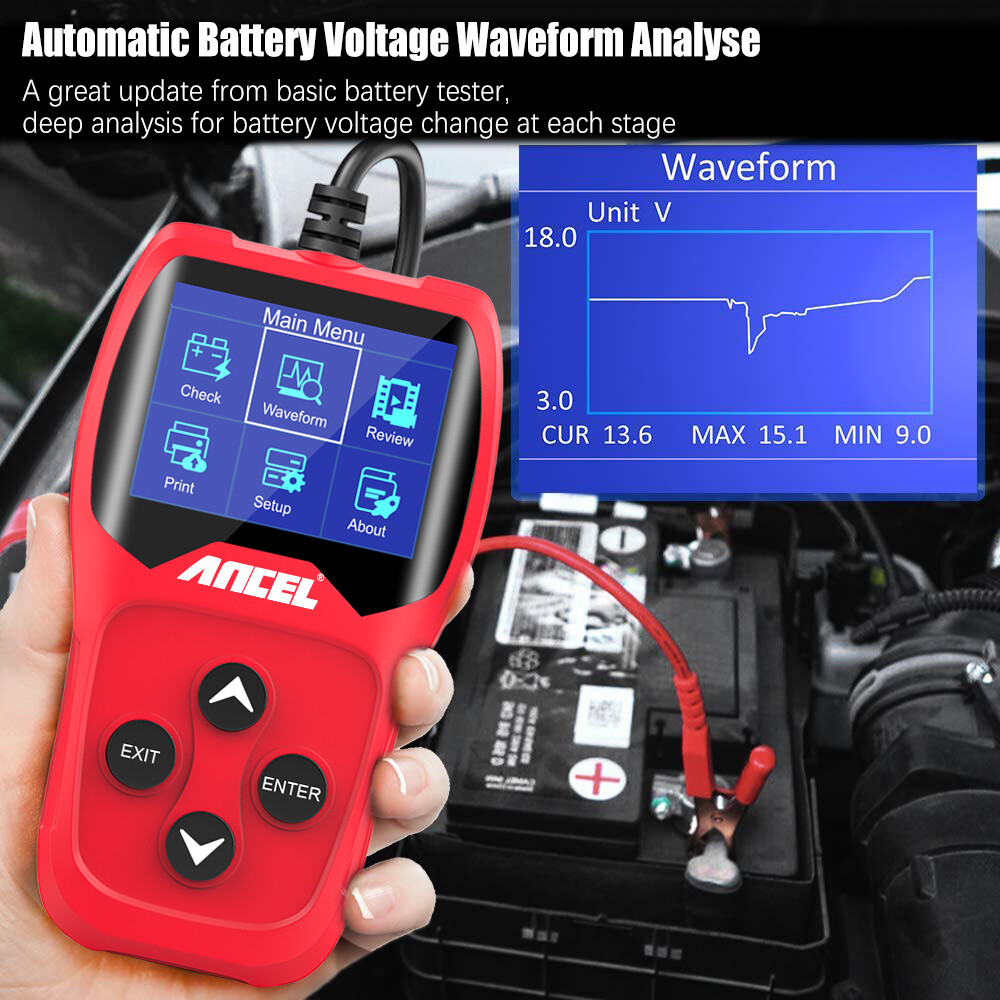 100-2000CCA 12V Car Battery Load Tester Digital Cranking Charging Test Analyzer