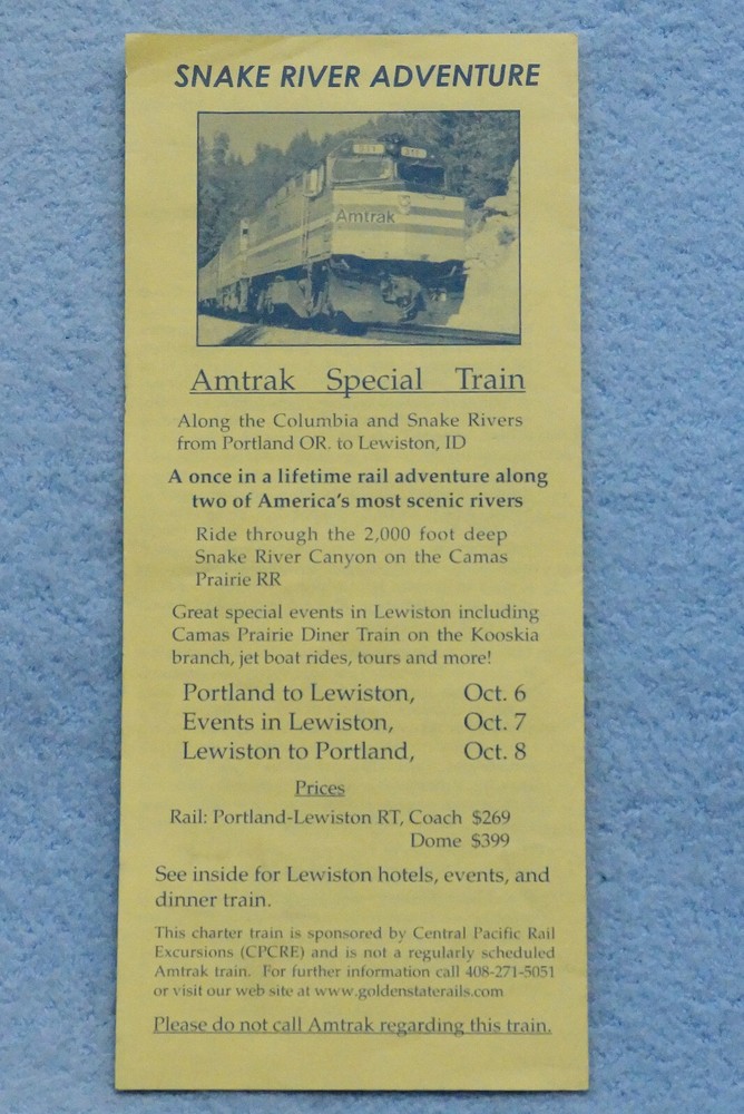 Snake River Adventure Train - Brochure - Central Pacific Rail Excusions