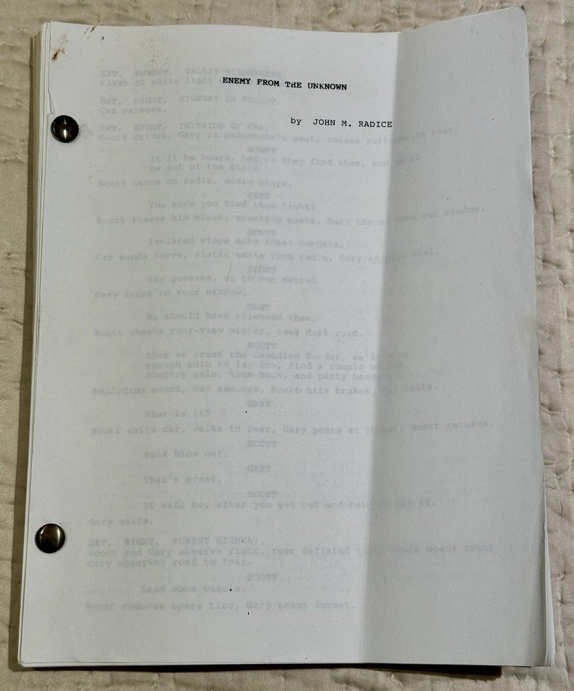 "ENEMY FROM THE UNKNOWN" by John M Radice Script ROBERT BLOCH Estate