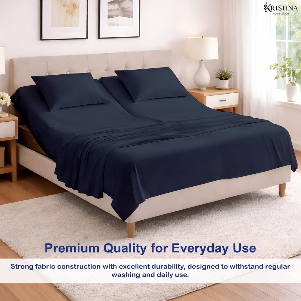 Split Head King Sheet Set 4 Piece, 100% Egyptian Cotton Split Top King Sheets...