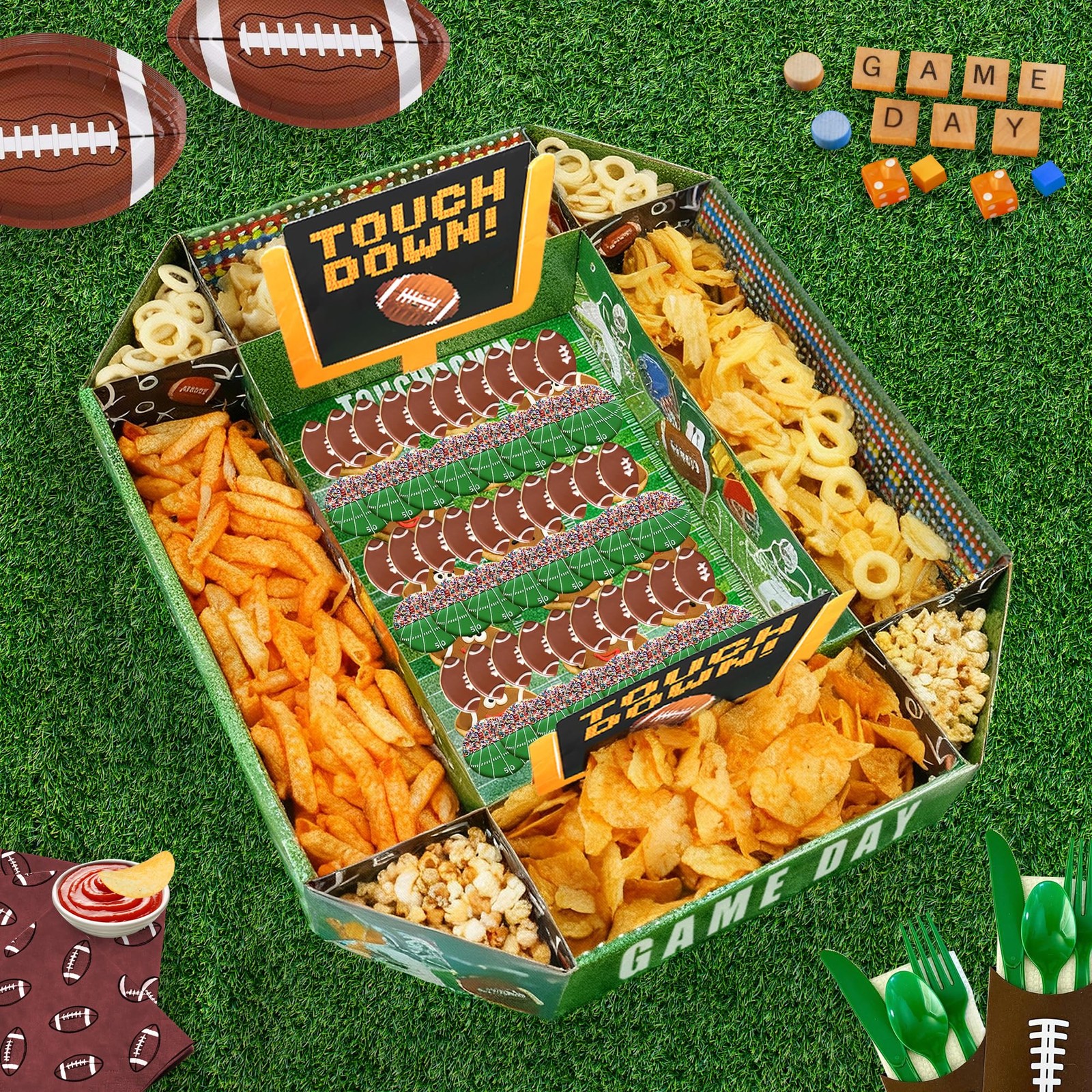 Joypitchever Football Party Decorations, Large Snack Food 7" x 1" x 1", Green