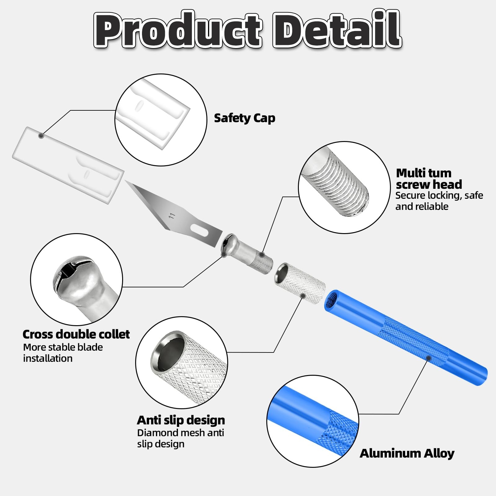 55 Pack Exacto Knife, Hobby Knife Set with 5 Craft Knives and 50 Precision Knife
