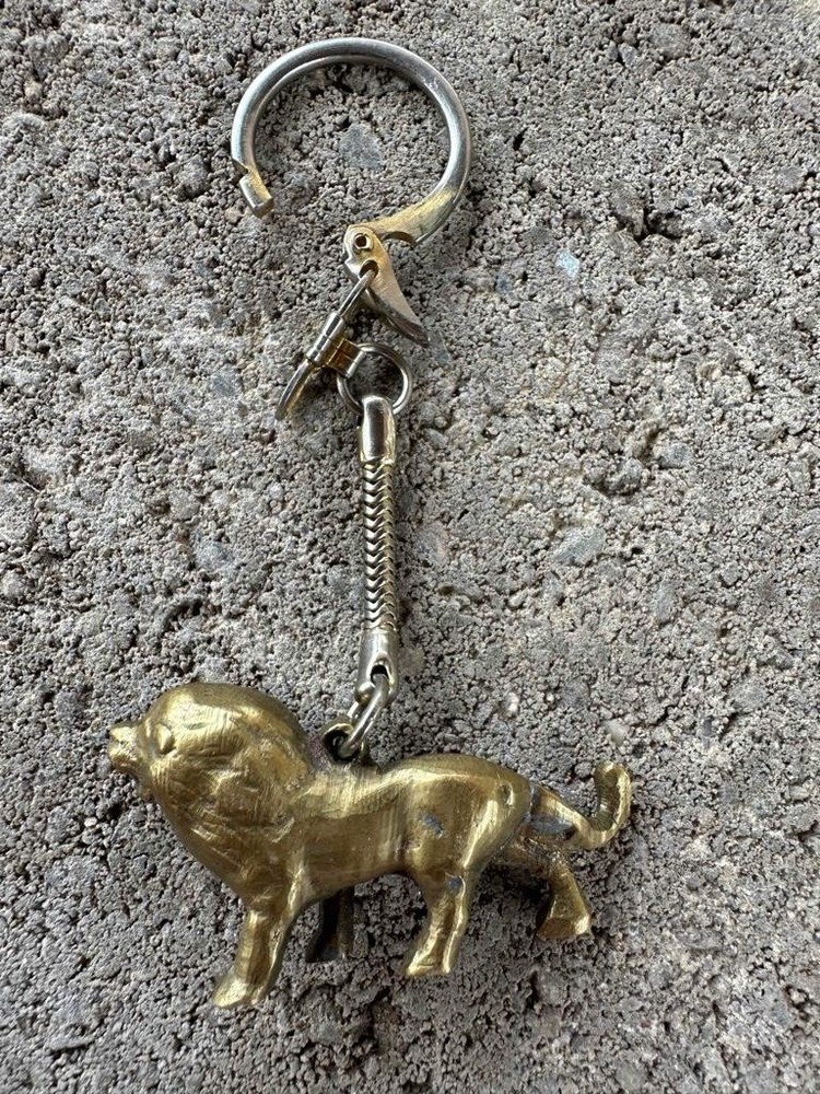 Vintage Brass Lion Key Chain
