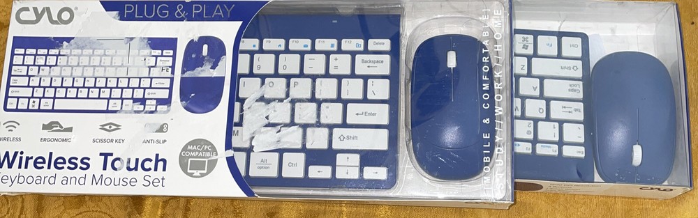 Cylo Metallic Blue Wireless Keyboard & Mouse Combo Set Open Box.(2)