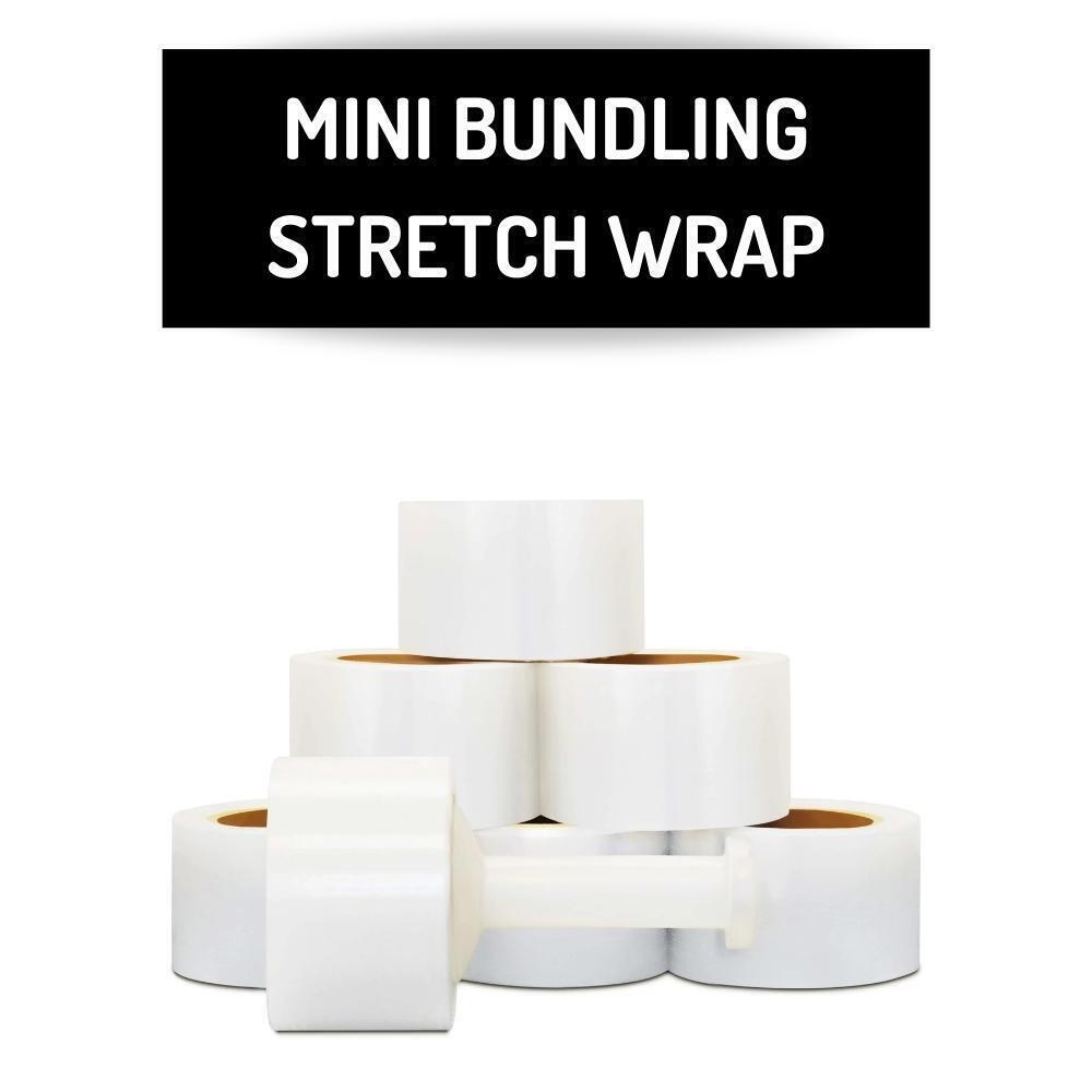 Mini Stretch Wrap Shrink Film, 18 Rolls, 3"x1000', 50 Gauge, with Plastic Handle