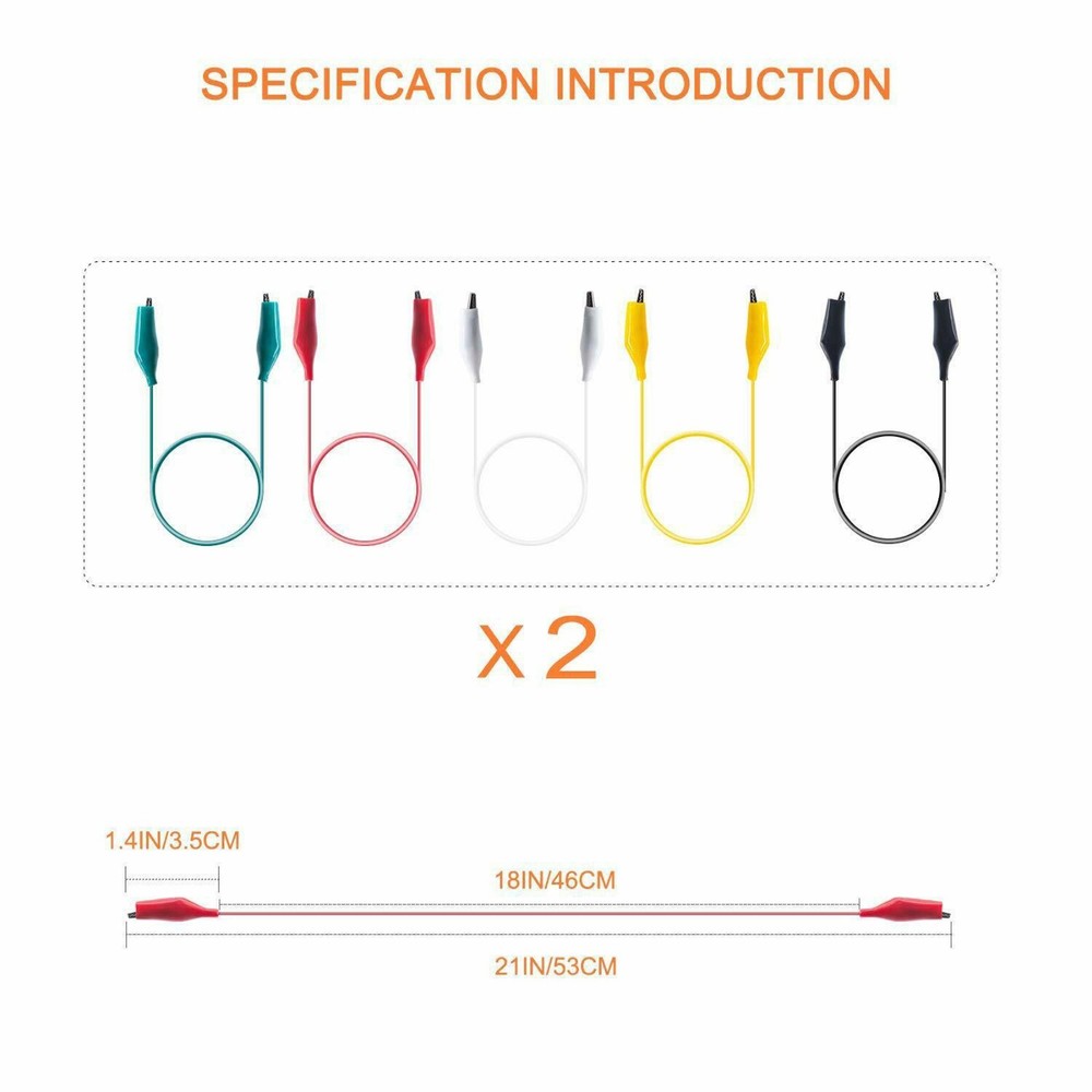 10PCS Double-ended Crocodile Clips Cable Multimeter Alligator Test Probe Leads