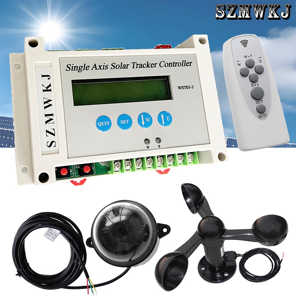 Single Axis Solar Tracker Controller + Wind Sensor + Light Sensor + IR Remote SJ