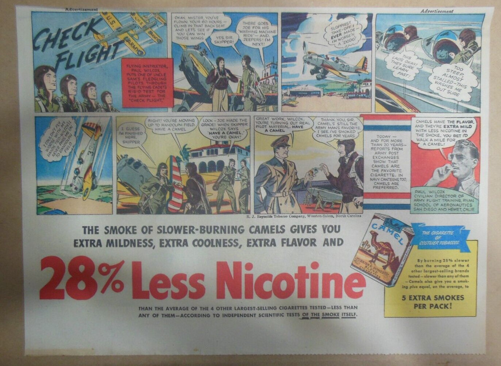 WW 2 Camel Cigarette Ad: Flight Instructor Training ! Size: 11 x 15 inches