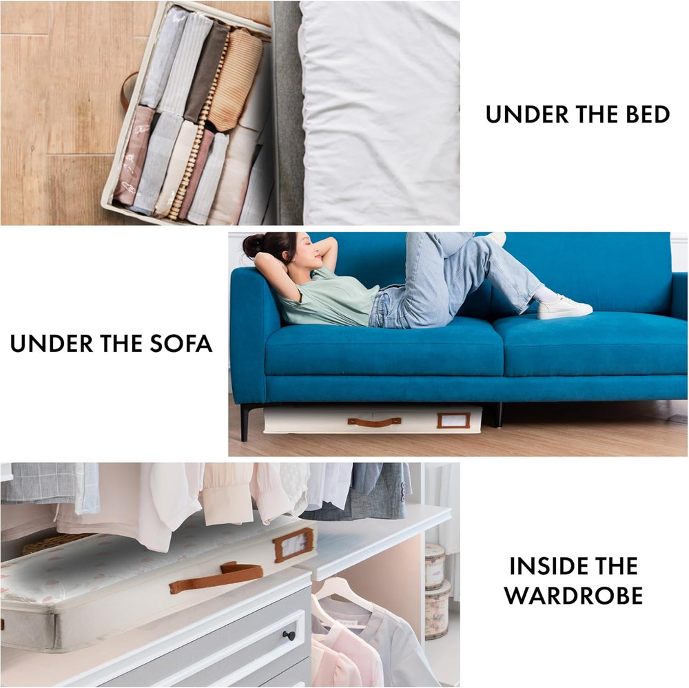 2Pc Low Profile under Bed Storage Containers, Thin under Couch Storage Organizer