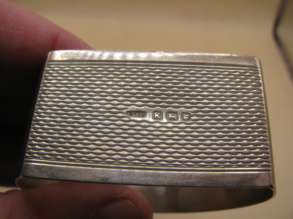 London 1945 Sterling Silver Napkin Ring D Shaped - Engine Turned