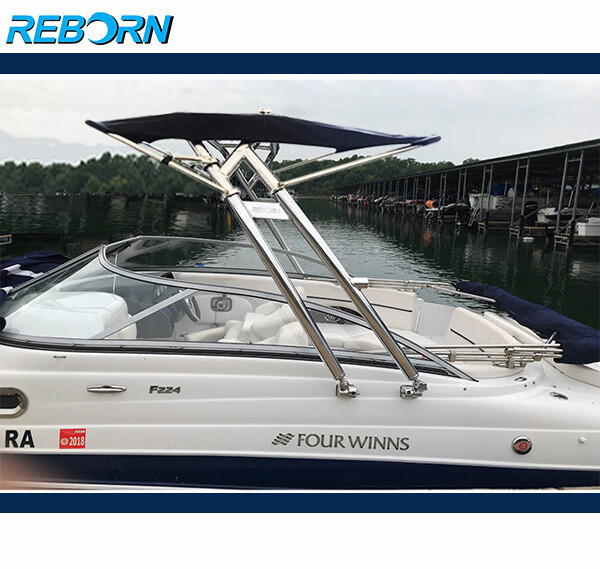 Reborn Launch Forward-facing Wakeboard Tower Polished + Pro3 Tower Bimini PKG