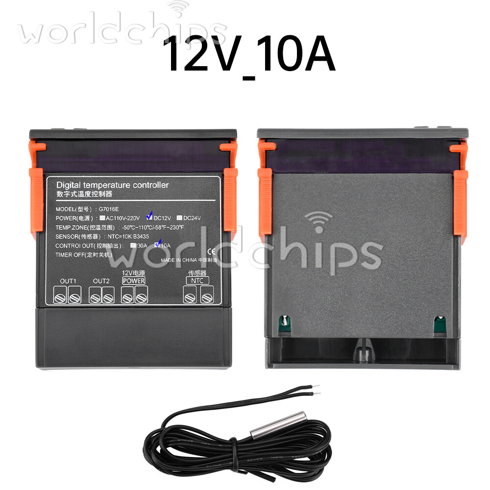 G7016E Digital Intelligent Temperature Controller NTC Waterproof Probe 12V/24V