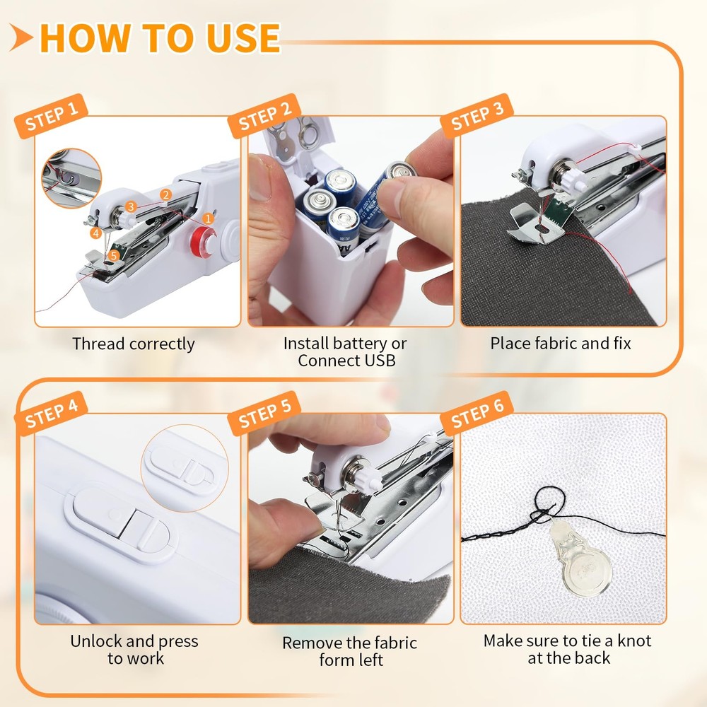 Handheld Sewing Machine for Beginners Adult,Portable Cordless Single Thread E...