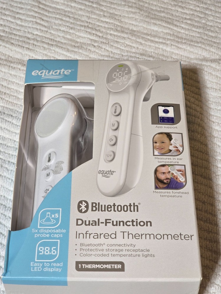 Equate Bluetooth Dual-Function Infrared Thermometer Measures Forehead In-Ear (E
