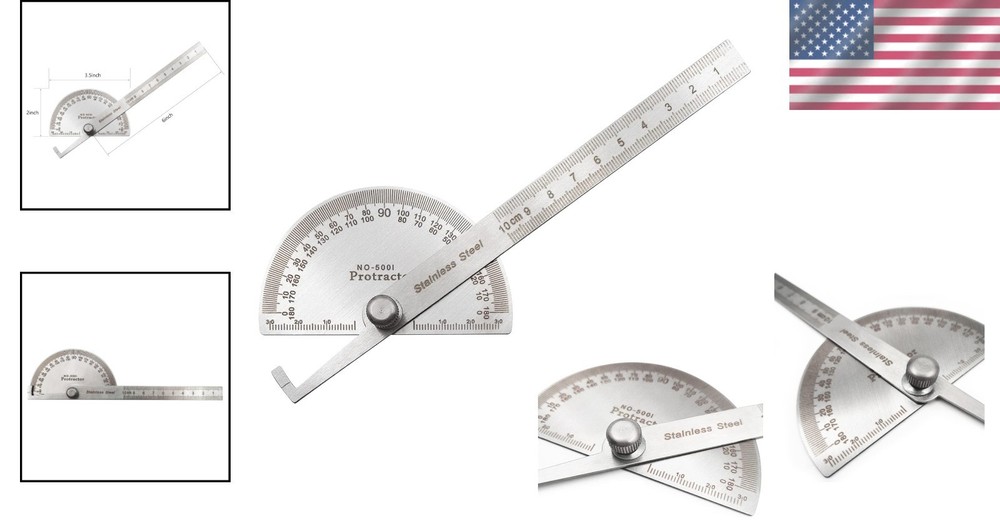 Lightweight Angle Measurement Tool – Stainless Steel Protractor with Laser Etch