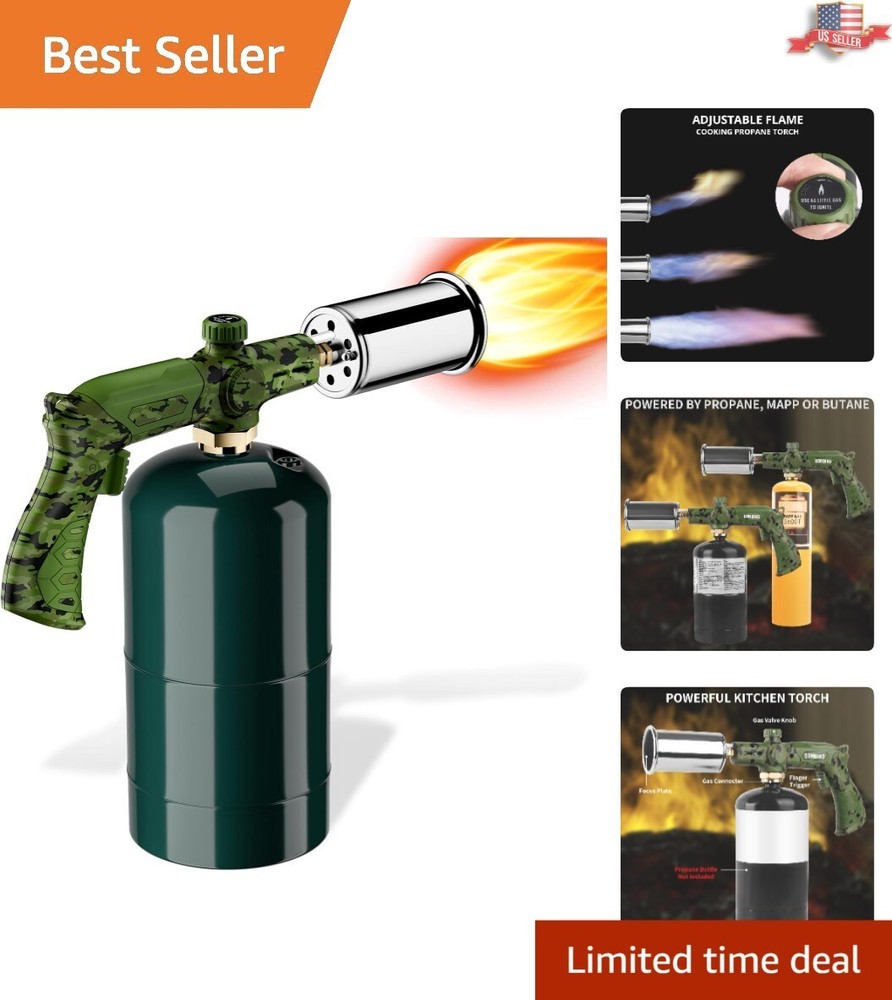 Compact Camouflage Cooking Torch Adjustable Flame Thrower Torch Head Lighter