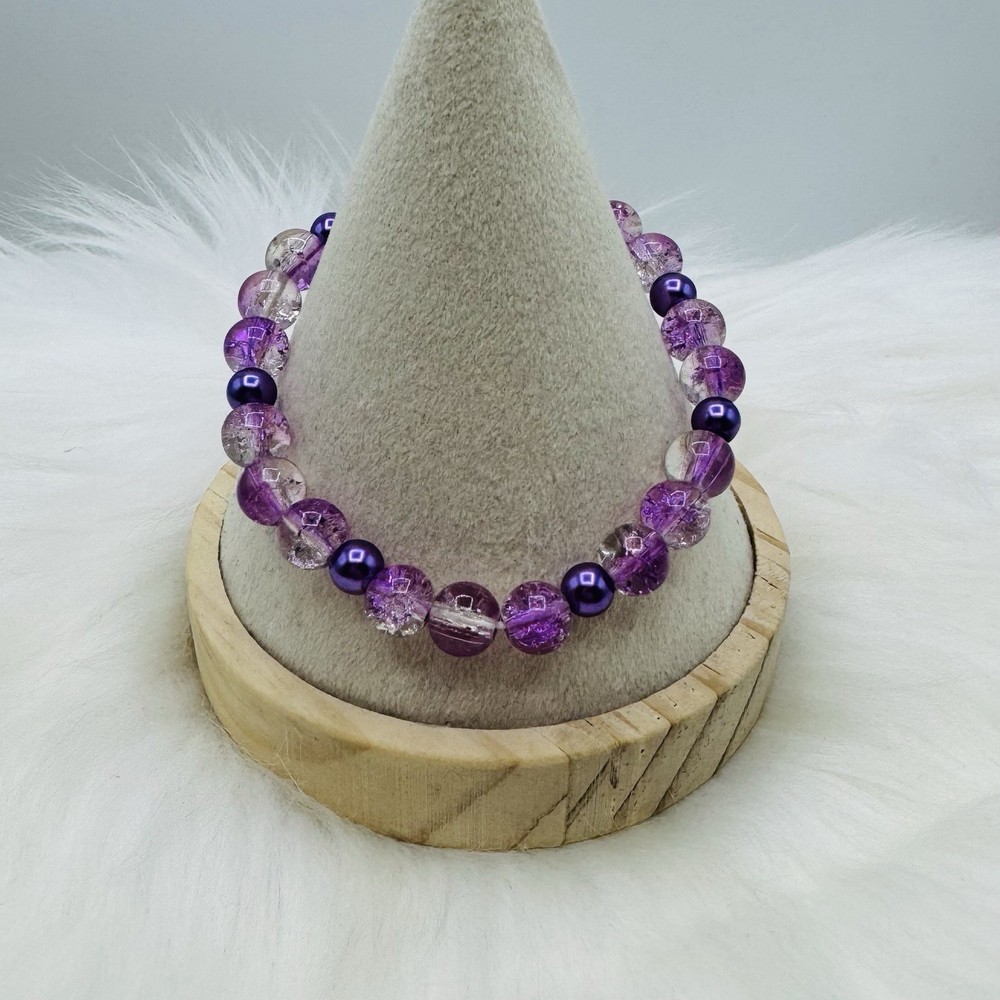 Gradient Glass Beaded Bracelet Style A Purple
