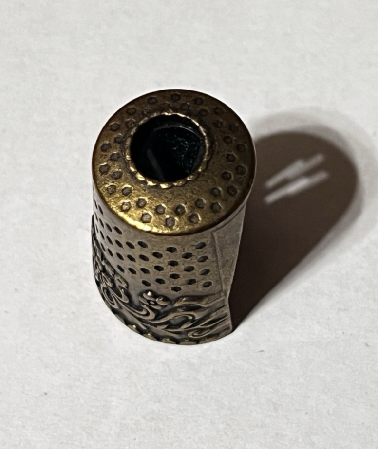 Vintage Clover Brass Thimble Pencil Sharpener with blade