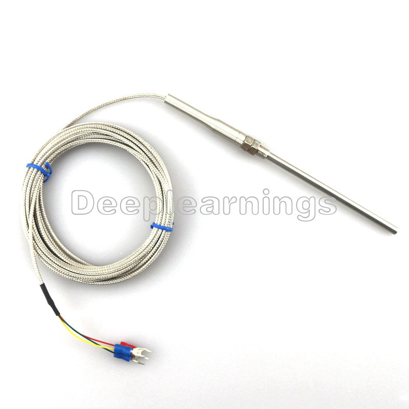 1M High Temperature Cable PT100 RTD with 6mm Thread Thermometer Sensor 0°C-150°C