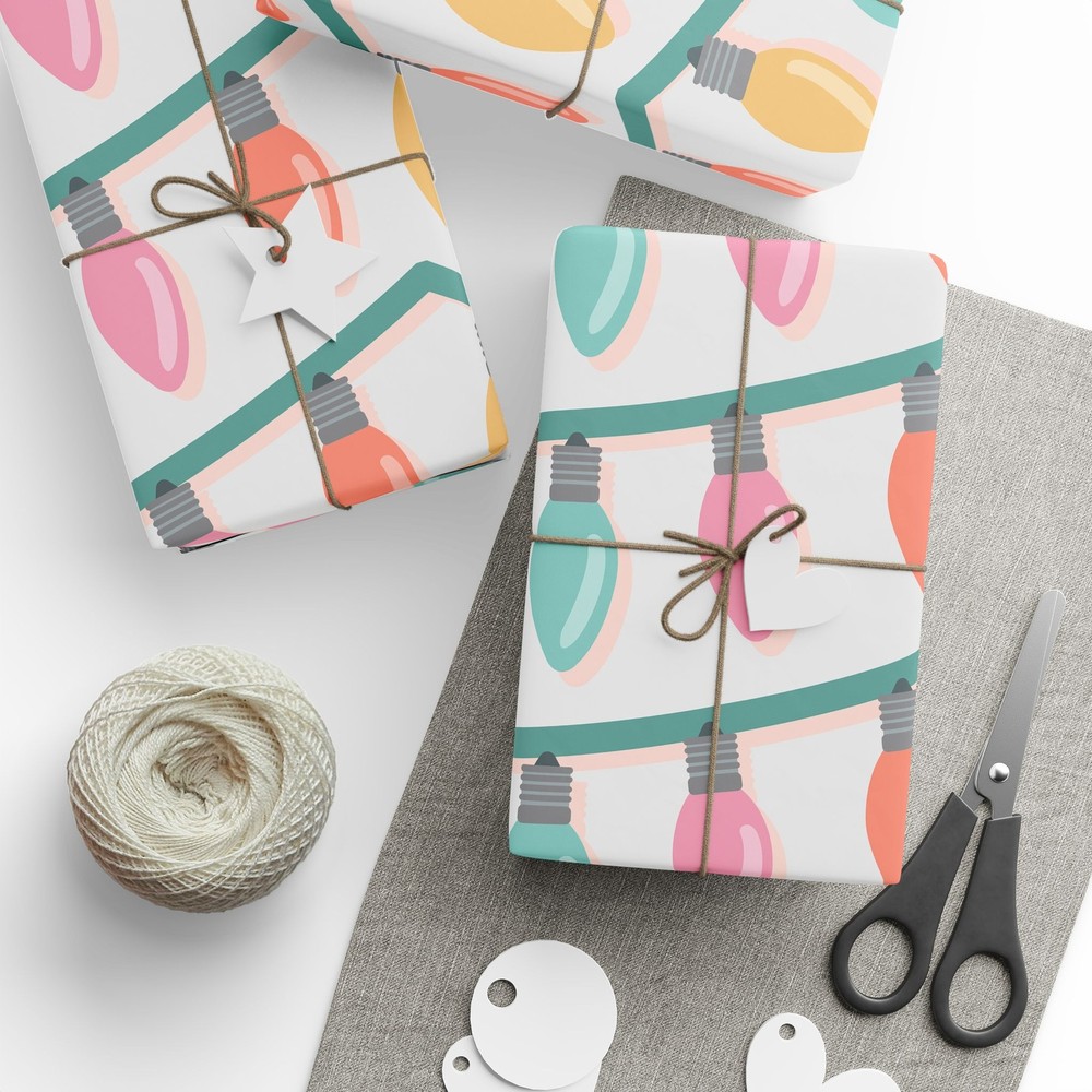 Pastel Christmas Lights Option 2 Wrapping Papers