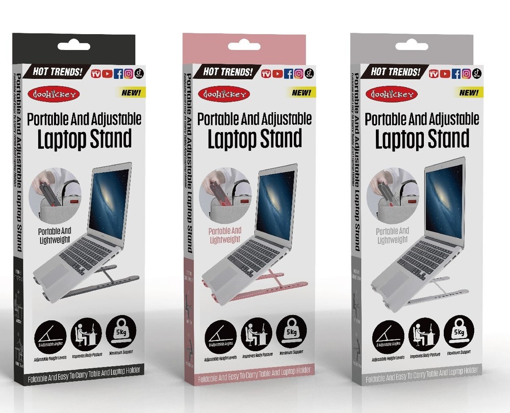 Doohickey Laptop Stand, Portable and Adjustable, 8 Adjustable Angles, Study