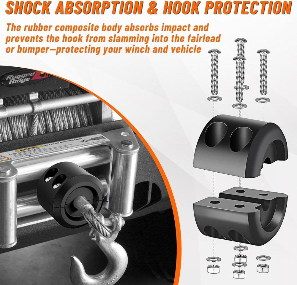 Black Rubber Winch Stopper for ATVs, UTVs & Trucks - Durable and Protective