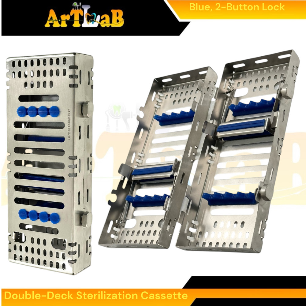 8 Instrument Sterilization Cassette, Double-Decker, Lockable Pack of 2