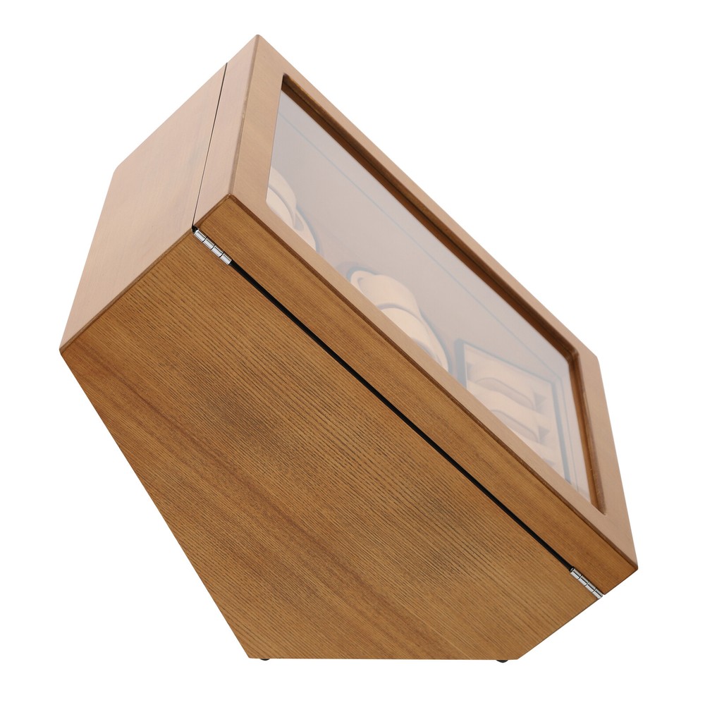 8+5 Pine Automatic Watch Winder Box With LED Light Storage Case 4 Winding Modes