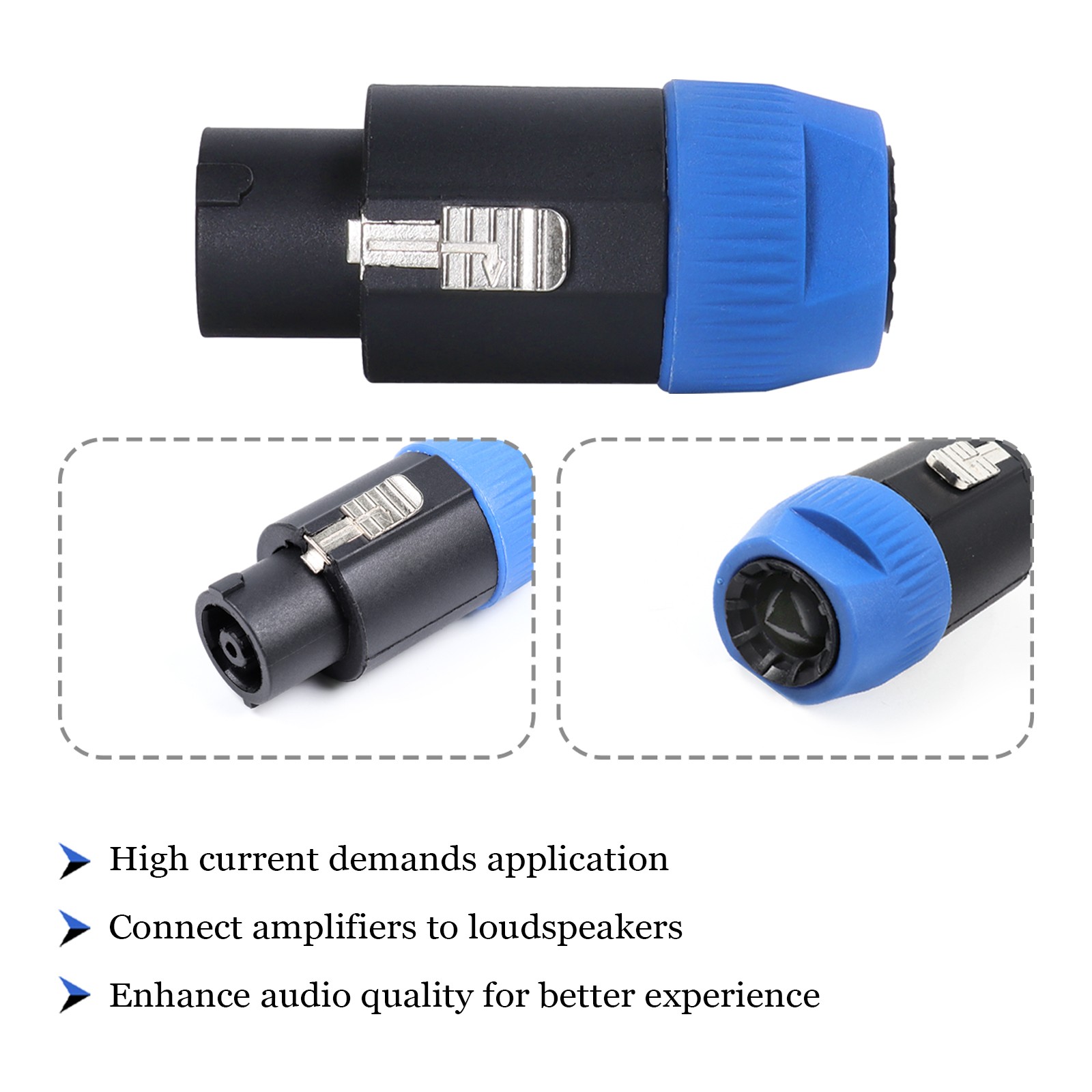 6x NL8FC Speakon Connector 8 Pole Lock Plug Adapter Compatible Loudspeaker Cable