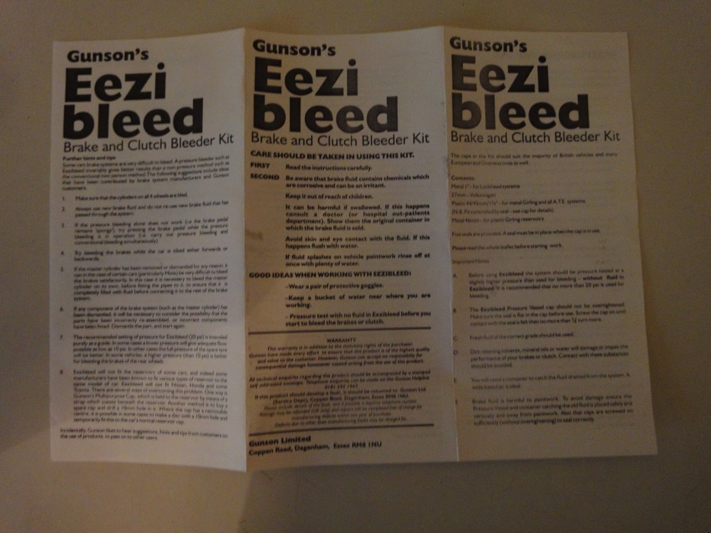 Motive Brake Bleeder Kit 0380 plus additional brake bleed tools