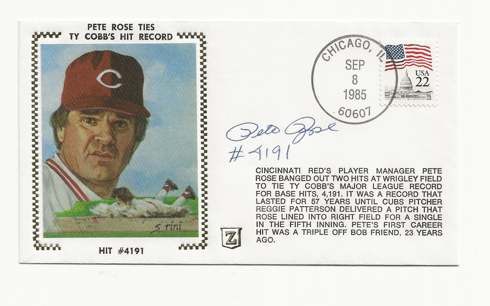 PETE     ROSE    GATEWAY   CACHET   COVERS   SIGNED   HIT   RECORD    #4191