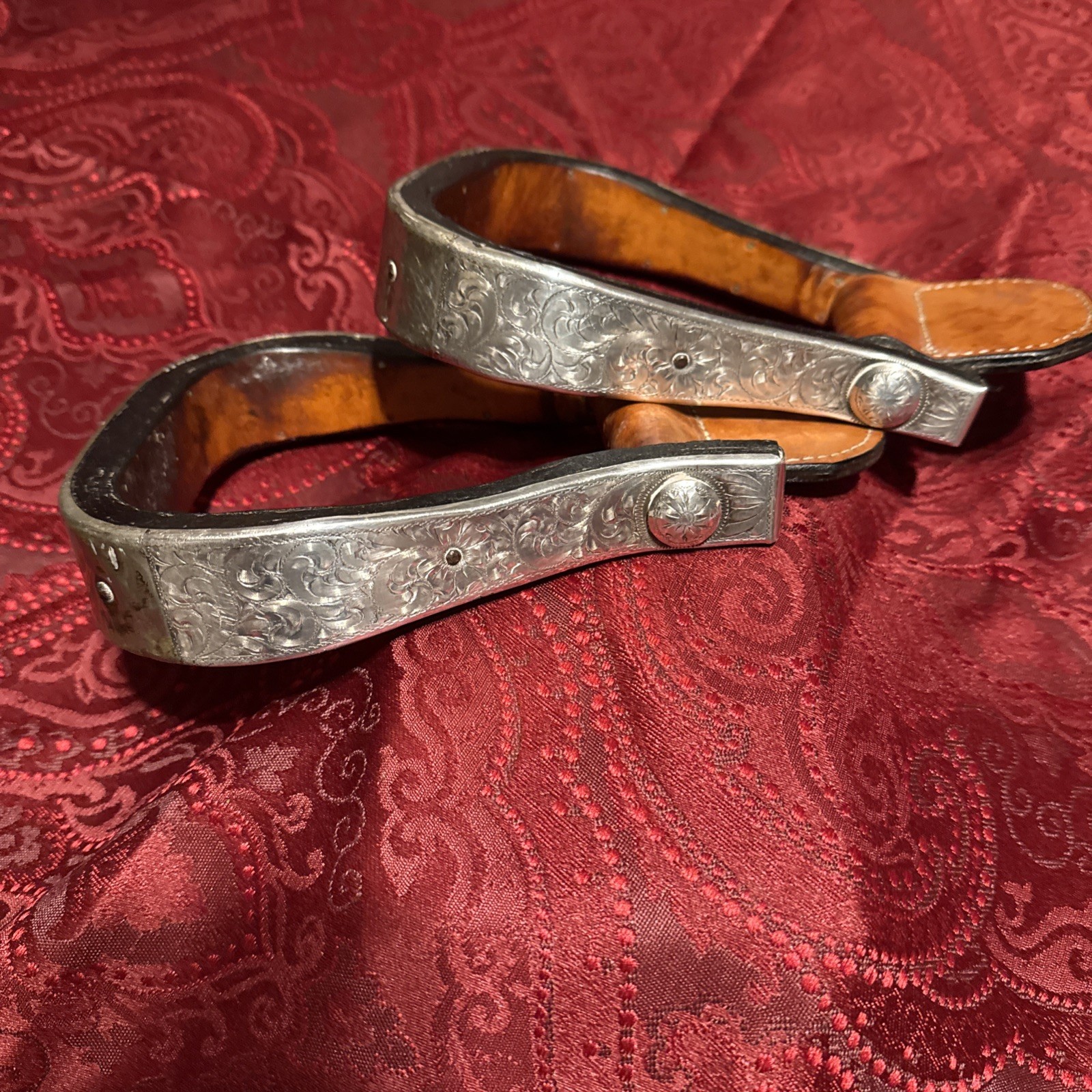 Billy Royal Marked Engraved Sterling silver Western Saddle Stirrups 1.5 inch