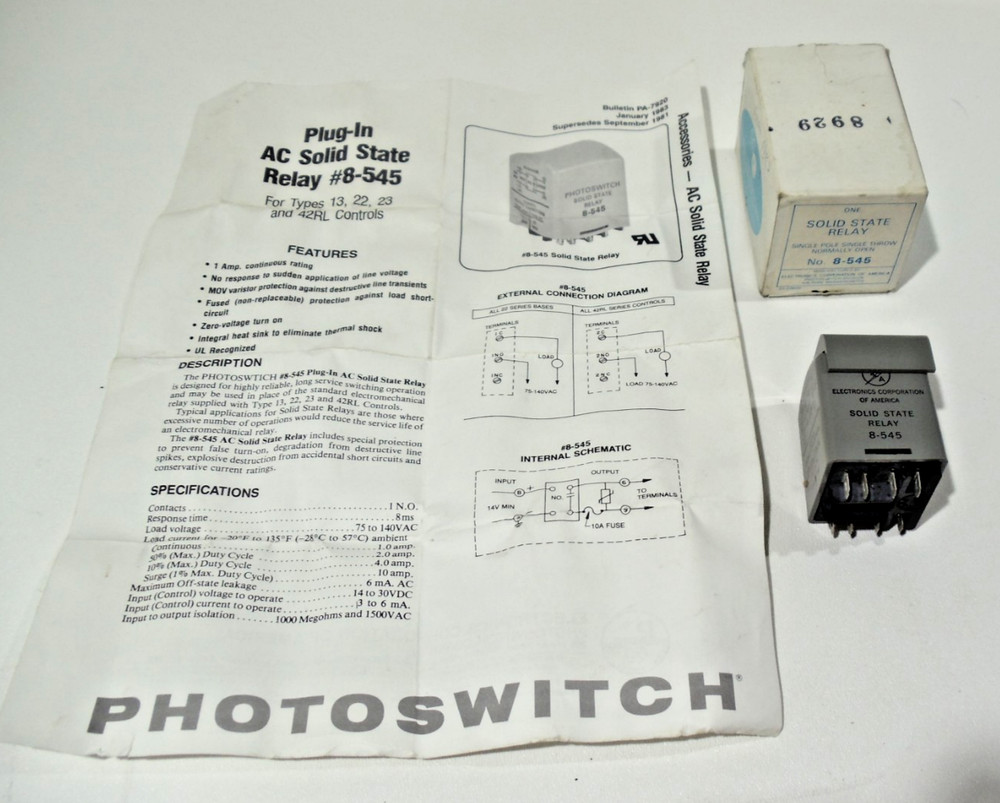 Electronics Corporation 8-545 Solid State Relay Photoswitch