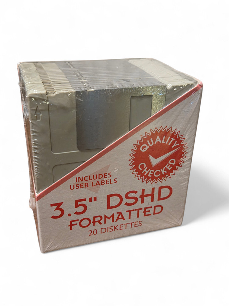 DSHD 3.5" Floppy Diskettes Pre-Formatted 1.44MB 20 Pack Sealed