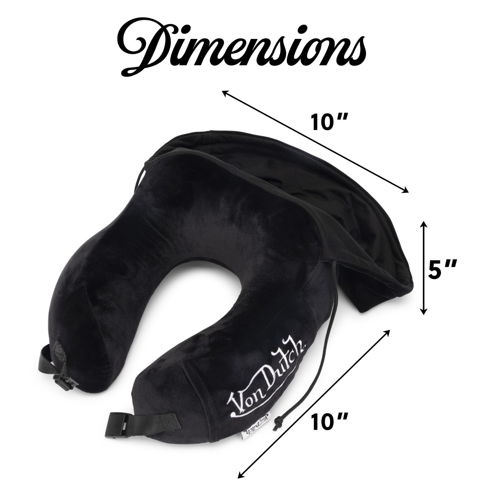 Von Dutch Black Eyeconic Hooded Ergonomic Memory Foam Travel Neck Pillow