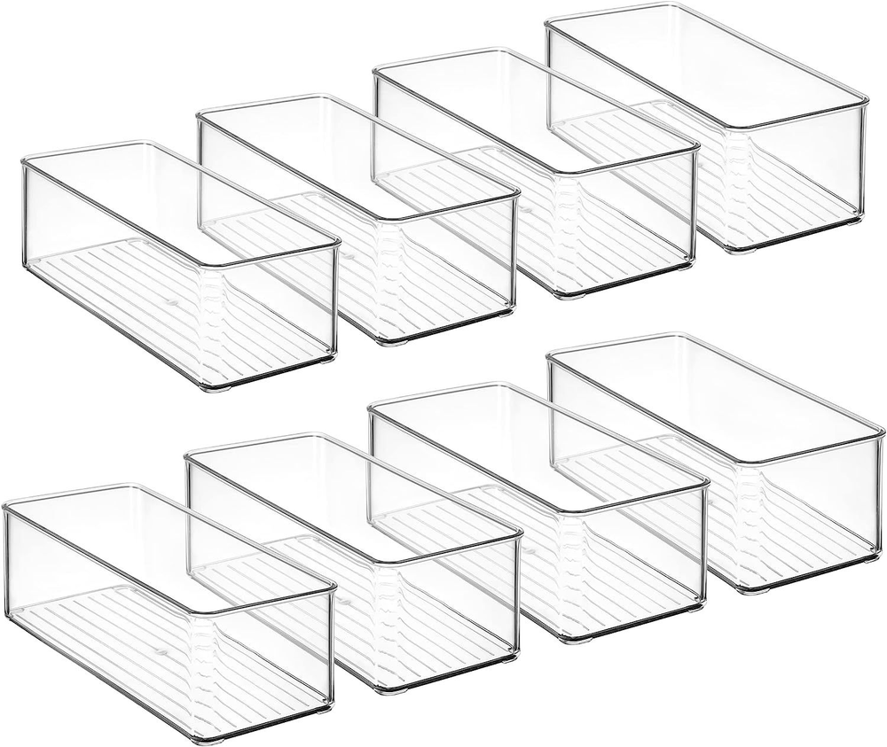 Set of 8 Clear Plastic Drawer Organizer Tray, Stackable Kitchen Cutlery...