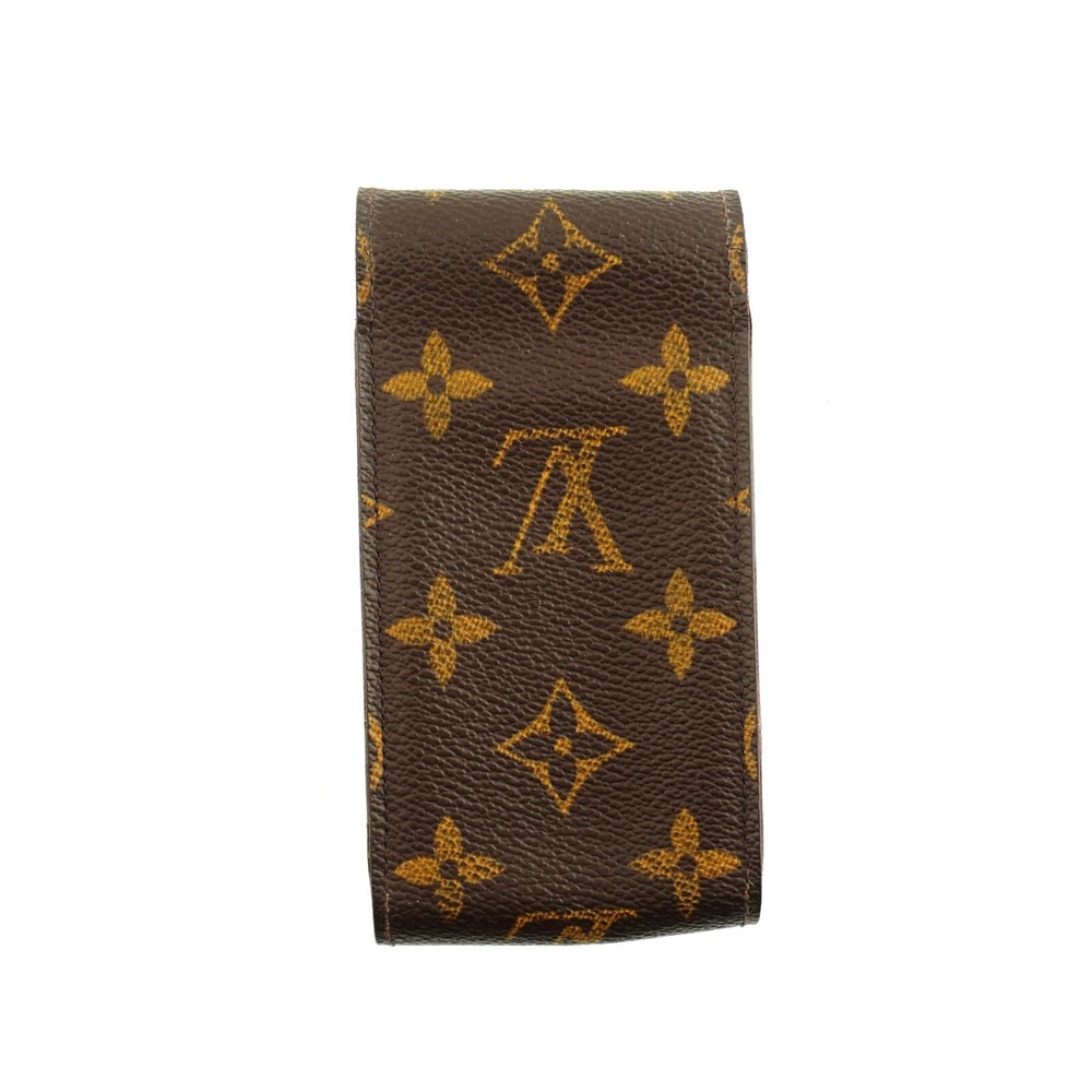 Authentic LOUIS VUITTON LV Monogram Canvas Leather Cigarette Pouch Case